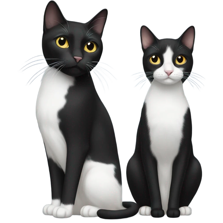 One black and white cat with one black cat emoji
