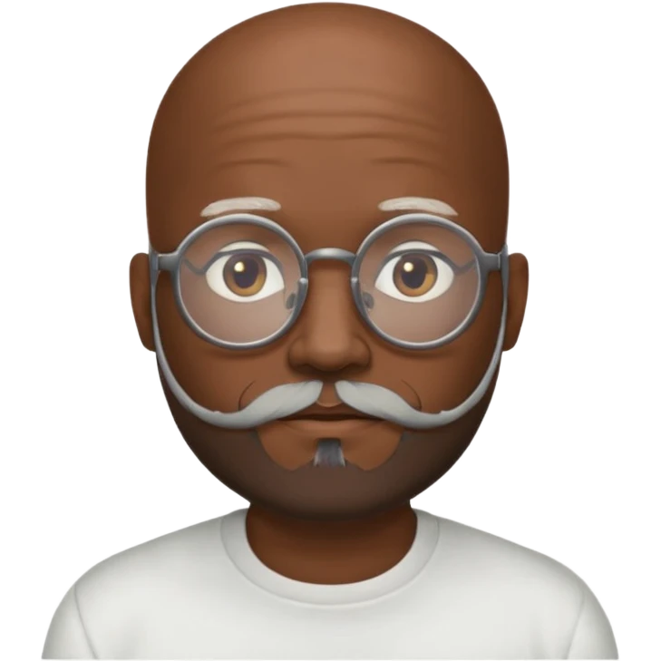 African american male, bald, salt and pepper beard. Round face, glasses emoji