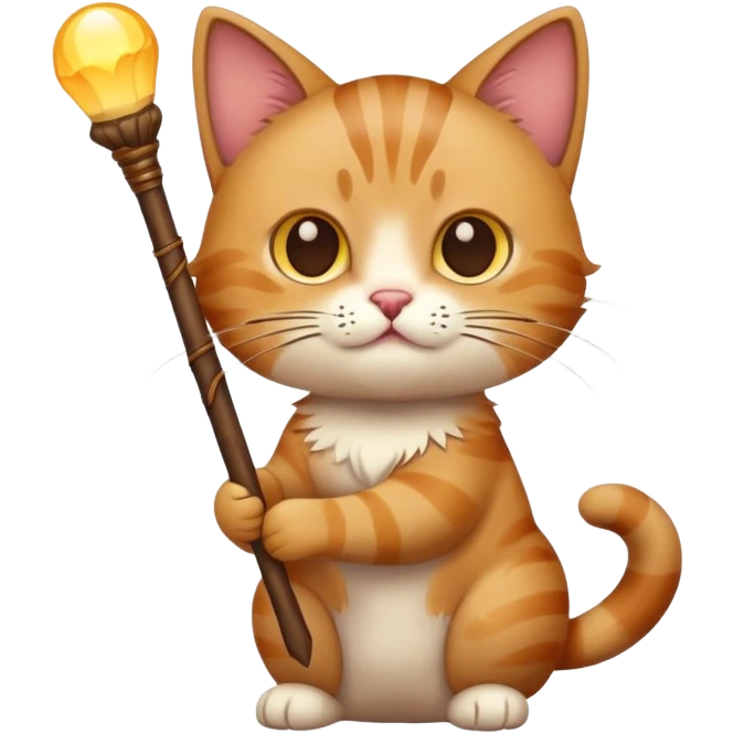 cat with a stick emoji
