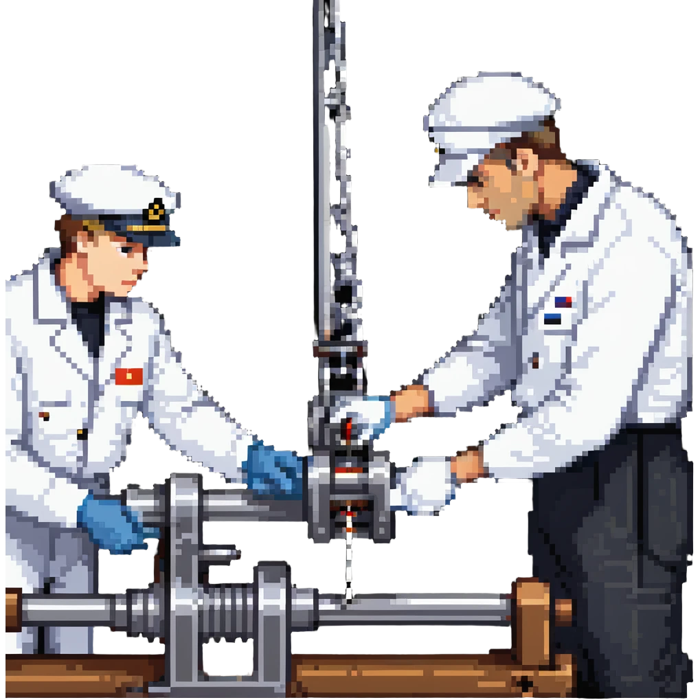 Russian sailor operating winch to collect marine geology samples and scientists in laboratory examining sediment cores emoji