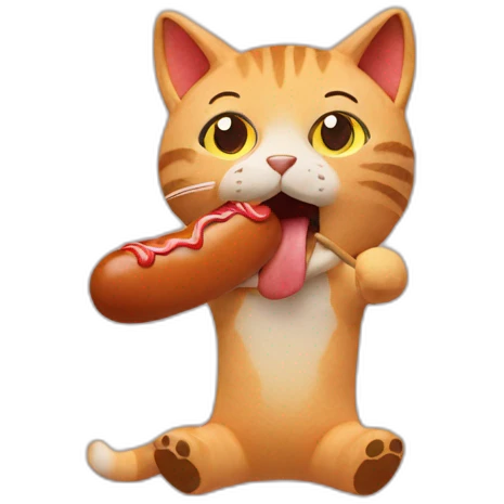 Cat plush eating sausage  emoji