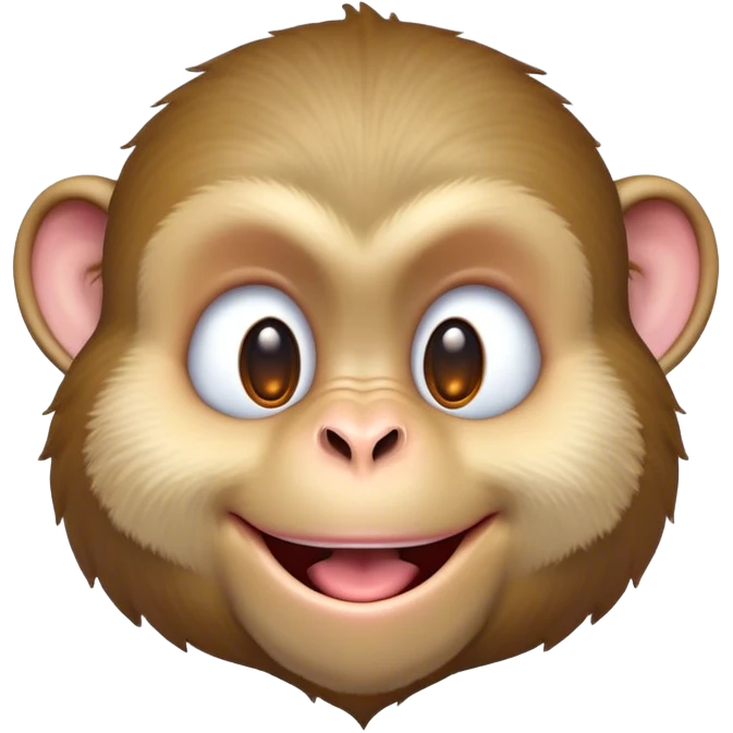 Cinematic Cheeky Macaque Portrait Emoji, Grinning mischievously with a tilted head and a playful smirk, showcasing a smart, agile build with soft, textured fur and wide, sparkling eyes pulling a funny face, Simplified yet strikingly expressive features, highly detailed, glowing with a warm, vibrant radiance, high shine, spirited and impish, stylized with an air of cheeky primate mischief, focused and teasing, soft glowing outline, capturing the essence of a cheeky macaque that looks ready to jump out of the screen with playful charm! emoji