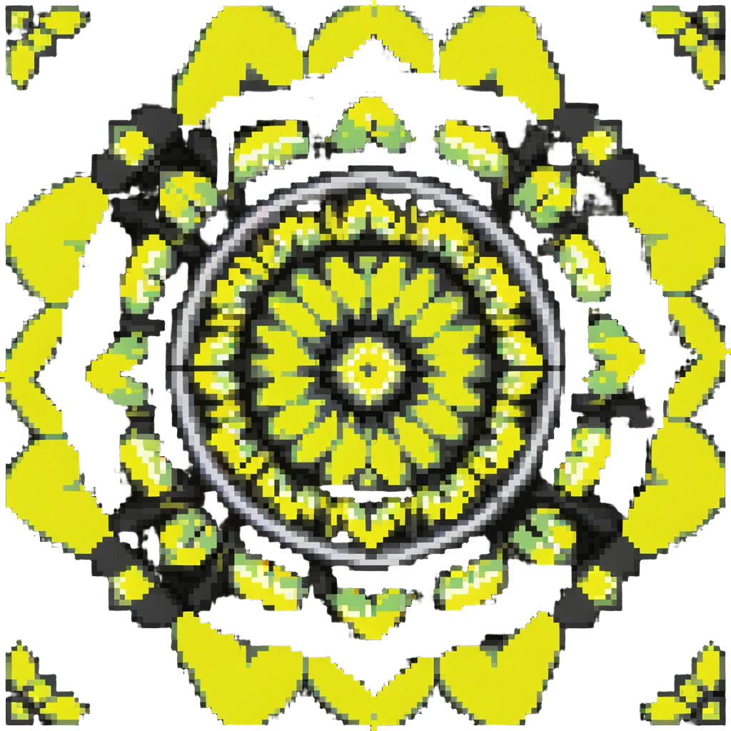 kaleidoscope effect in black, white, and neon yellow emoji