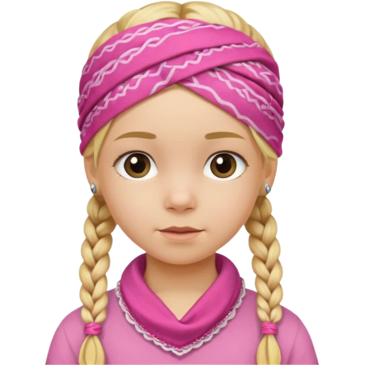 blonde girl child with braids and a pink bandana emoji