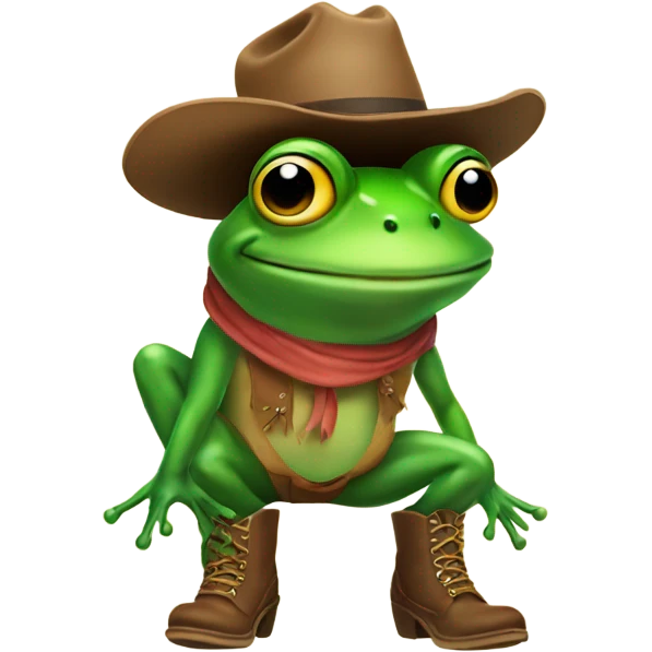 Frog in cowboy hat and boots  emoji