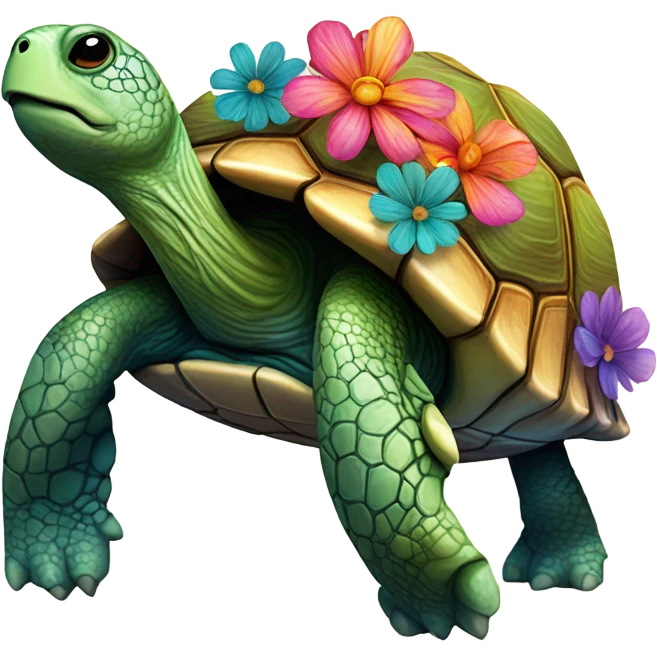 Turtle with flower as head emoji