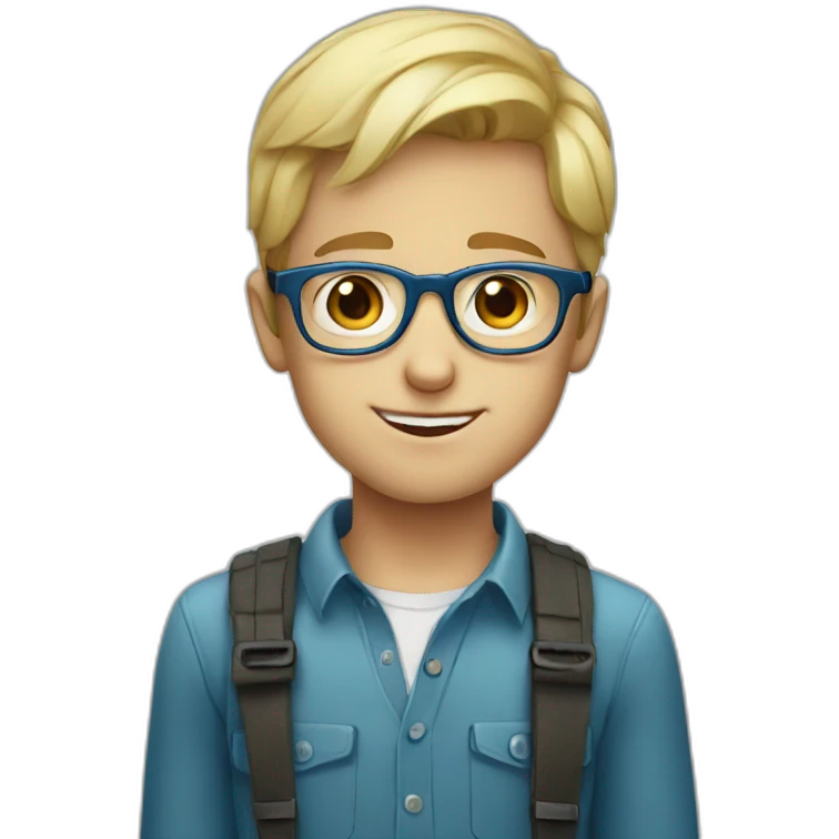 blue-eyed blonde boy with glasses emoji