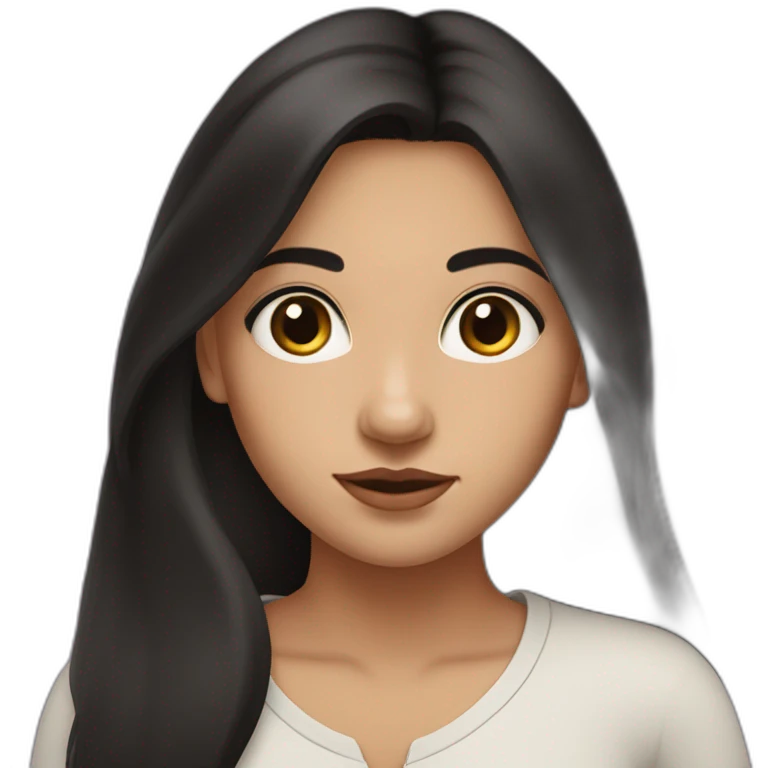 metis girl with dark brown eyes and long black Smooth hair emoji