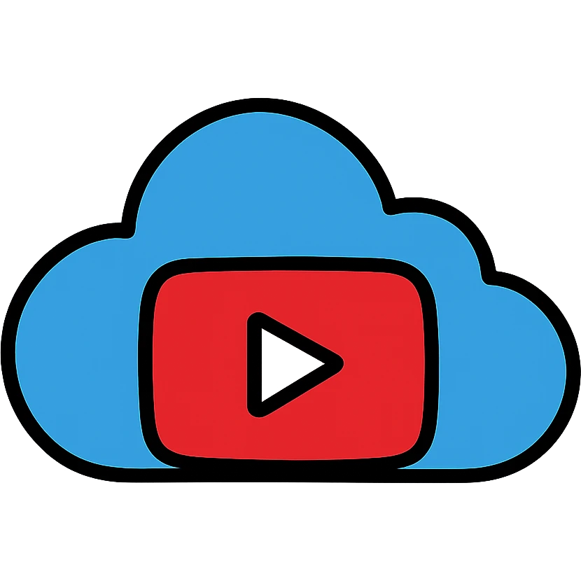 A cloud with a YouTube play button symbol inside it, representing views on YouTube emoji