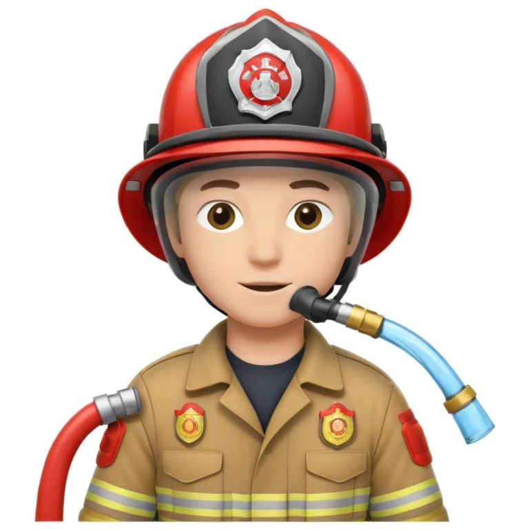 firefighter with helmet and hose emoji