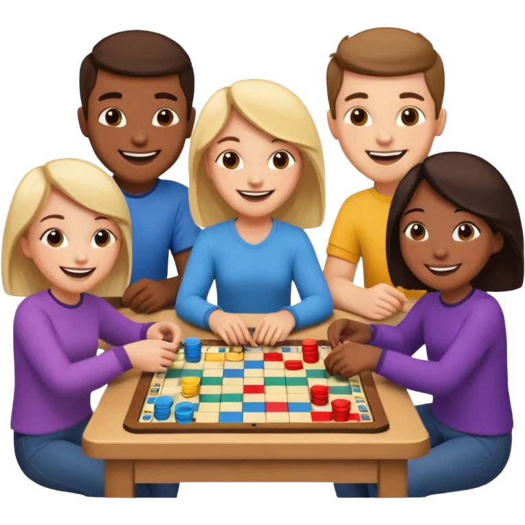 happy friends playing a boardgame together emoji