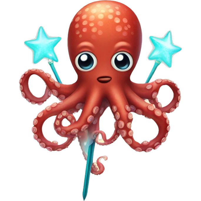 red octopus holding fairy wand emoji