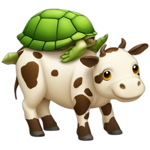 Tortue sur un vache emoji
