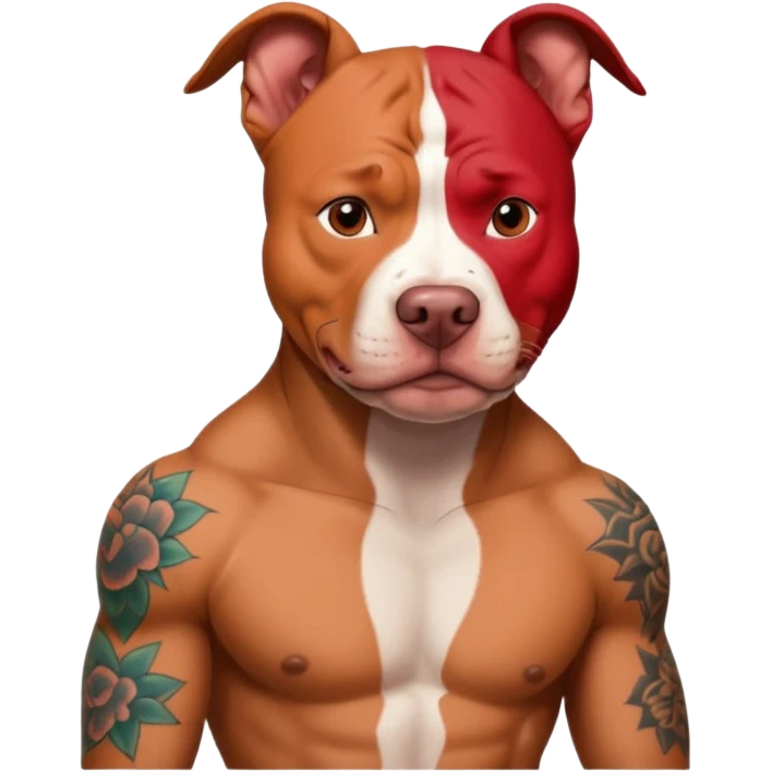 very tattoed pitbull dog with red spky hair emoji
