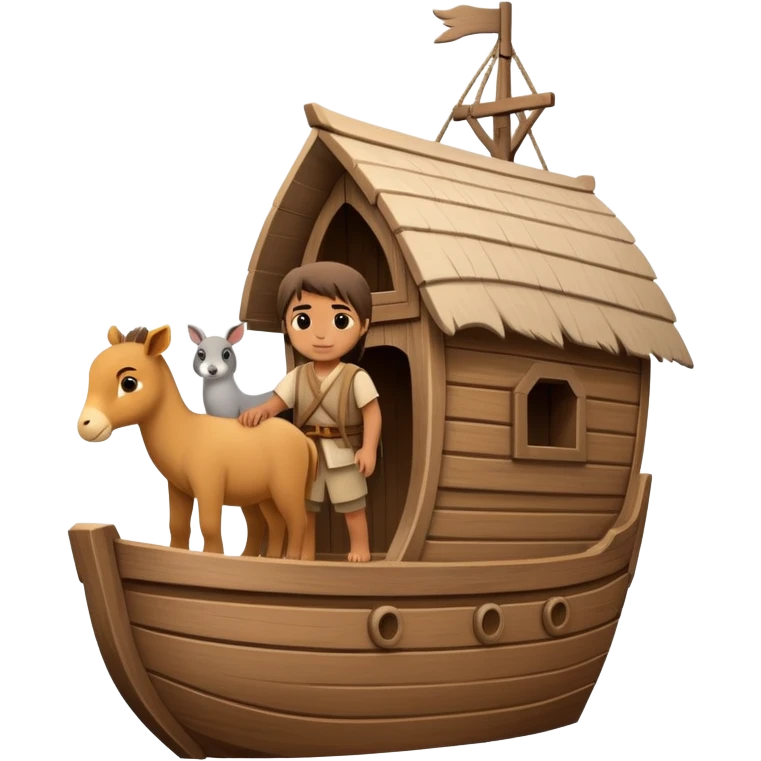 Noah with animals boarding a large wooden ark emoji