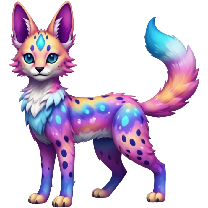 Cute Kawaii Epic Colorful Nebula Sergal-Serval-Vernid full body emoji