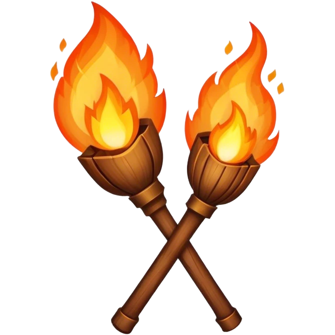 two torch with fire crossed emoji