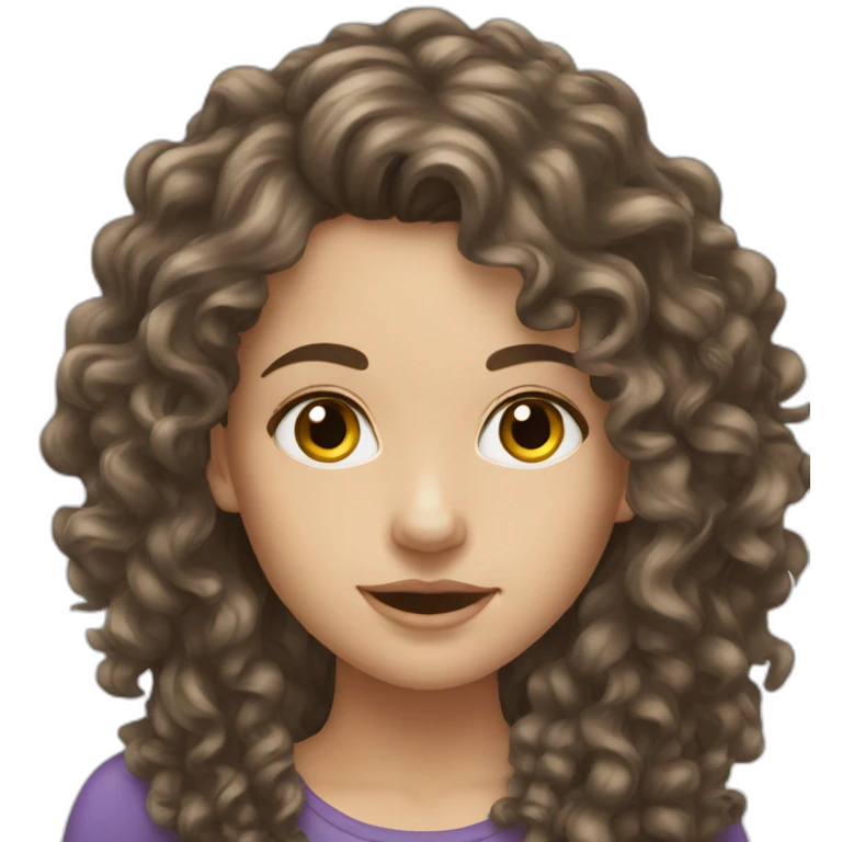 Brunette Long Curly white girl emoji