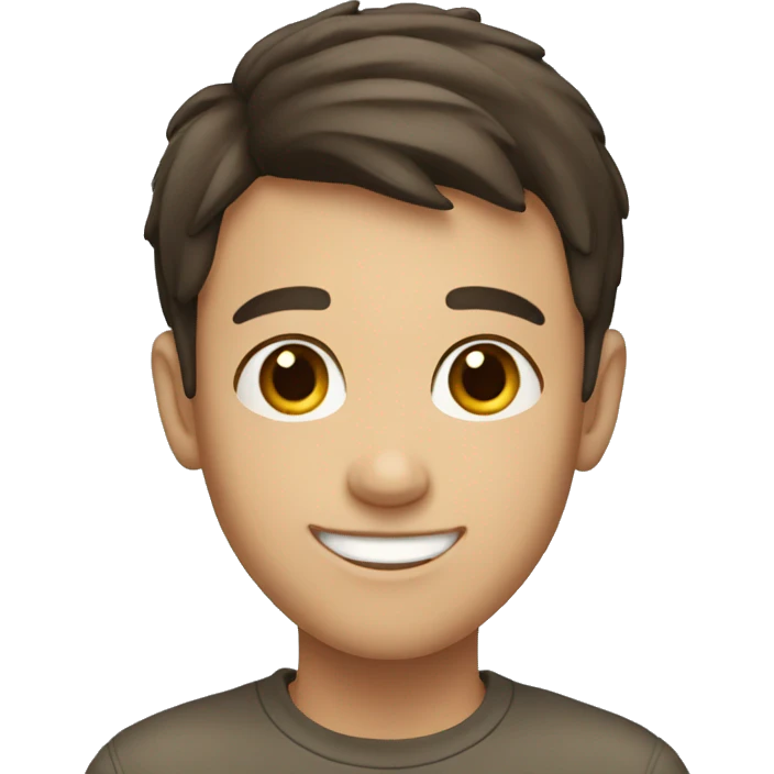 Brunette boy with very short hair smiling emoji