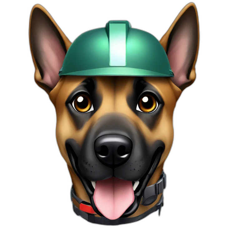 malinois dog with helmet and PlayStation controller emoji