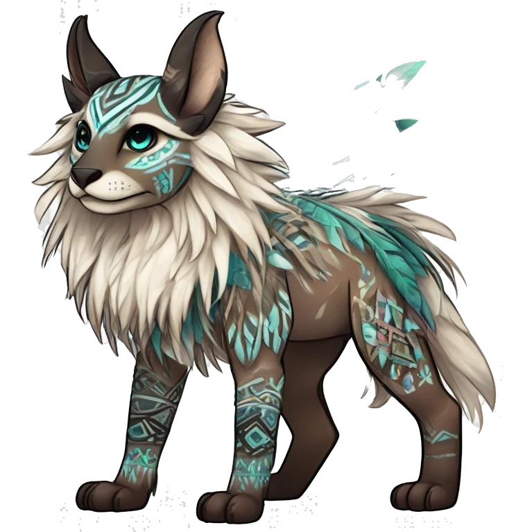 cute Kawaii edgy ethereal shy epic tribal fantasy animal fursona Fionbri creature by griffsnuff & LiLaiRa & Falvie with exotic colors with intricate patterns full body emoji