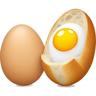 Two eggs standing upright with a baguette between them  emoji