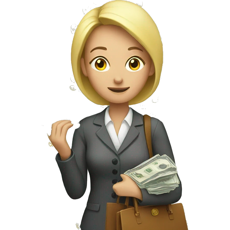 Lady hoarding her money emoji