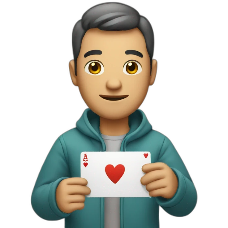 Men holding card emoji