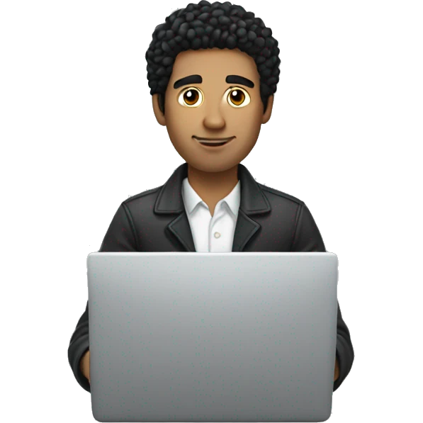 white man with black hair working on his laptop emoji