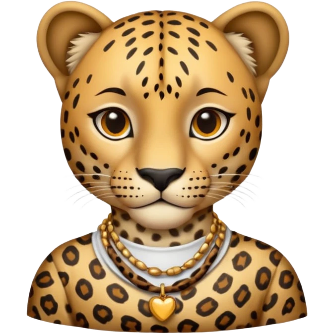 leopard wearing necklace and T-shirt emoji