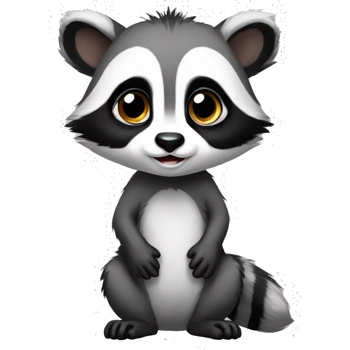 Cute raccoon-panda-lemur-hybrid full body emoji