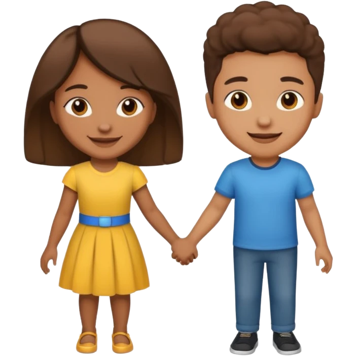 brownskin girl and lightskin boy holding hands emoji