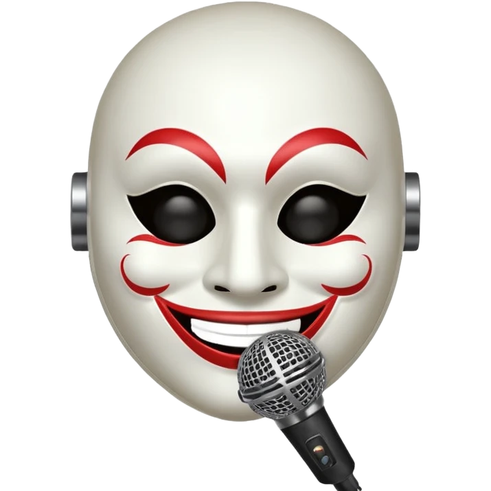 smiling mask with a microphone emoji