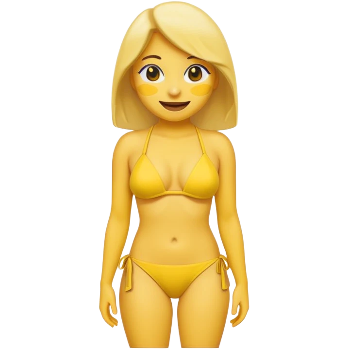 female noseless noseless noseless yellow smiling emoji with tits, full body dark black eyes emoji