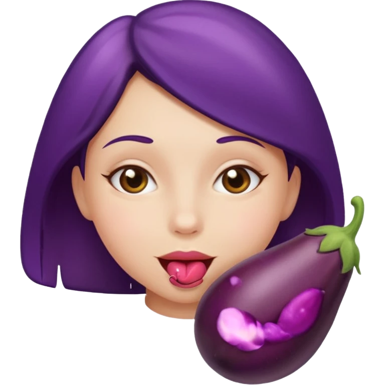 Naked Girl sucking on egg plant emoji