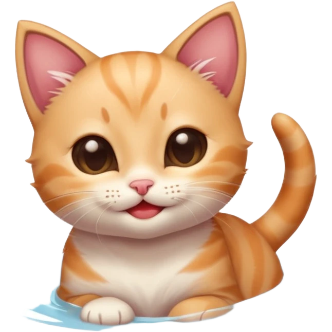 A kitten feeling a whirlpool of happiness. Blushing and feeling in love, grinning and smiling and making a kissy face. Something sweet and perfect to send to someone you love, not a familiar love something more deep and profound emoji