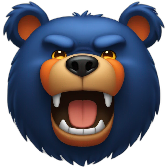 Dark Blue Orange bear angry emoji