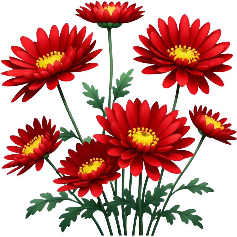 single Bright Red Chrysanthemum, straight stem emoji