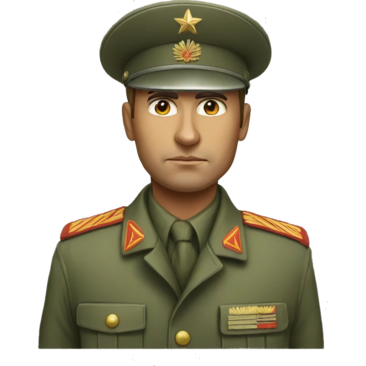 realistic ussr soldier serious with military takes emoji