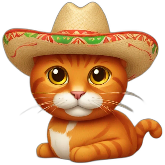 red cat with a mexican hat emoji
