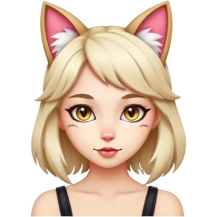 stylish cat girl with cat ears and tail emoji