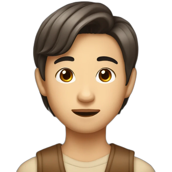asian boy with brown curtains hairstyle and sharp angled jaw emoji