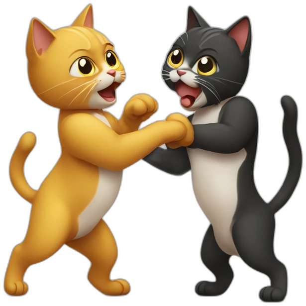 italian cat fighting with french emoji