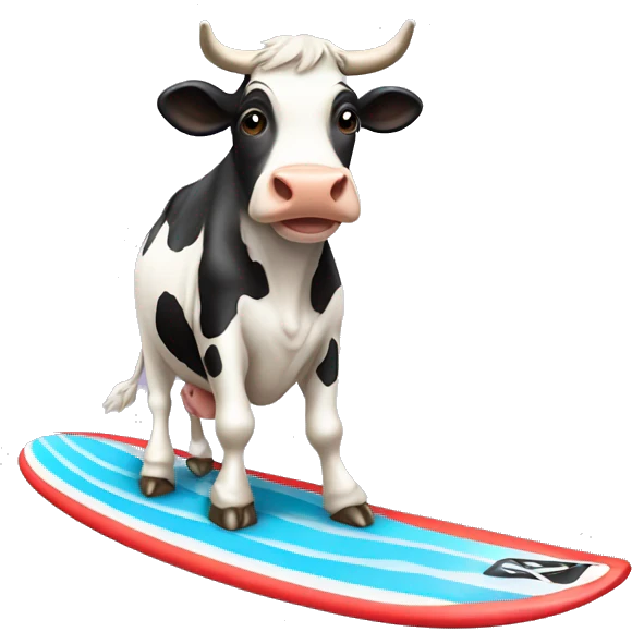 cow riding surf board emoji