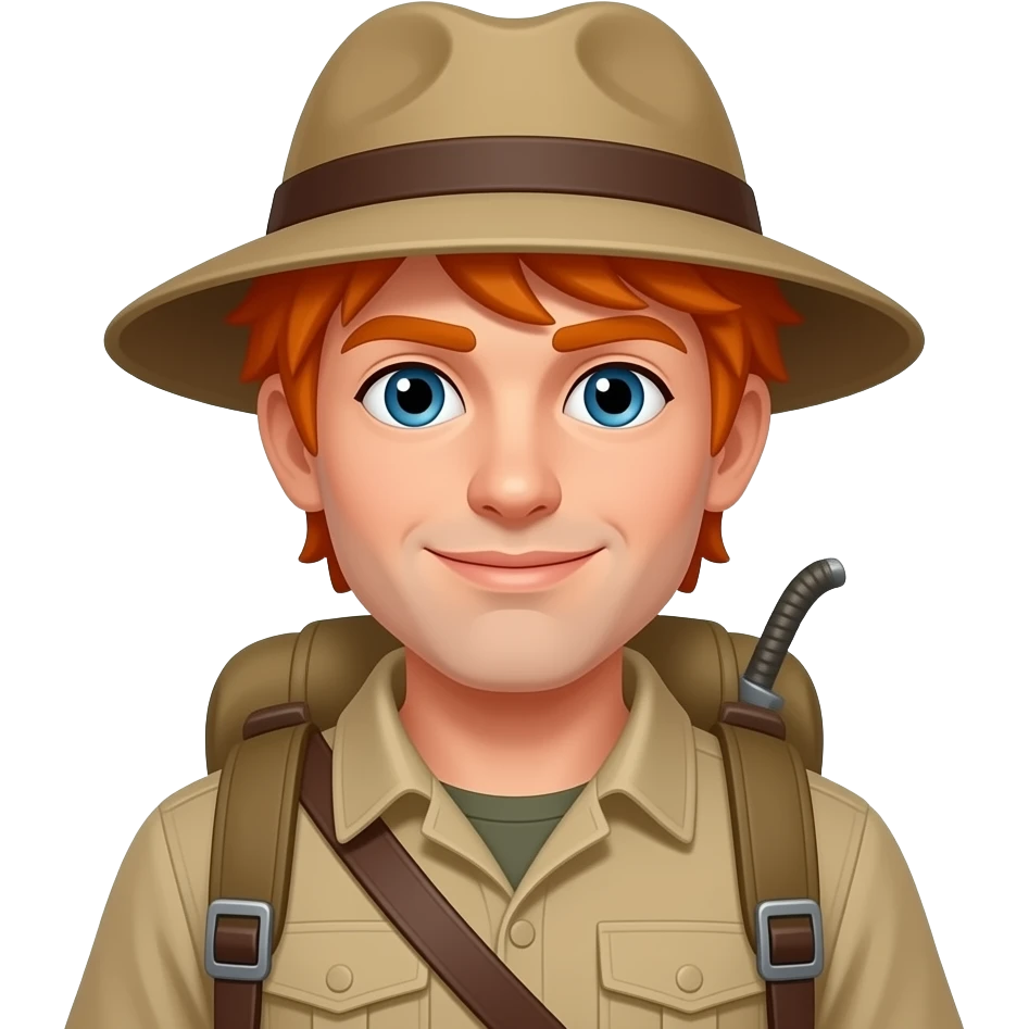 đàn ông nhà thám hiểm tóc cam emoji