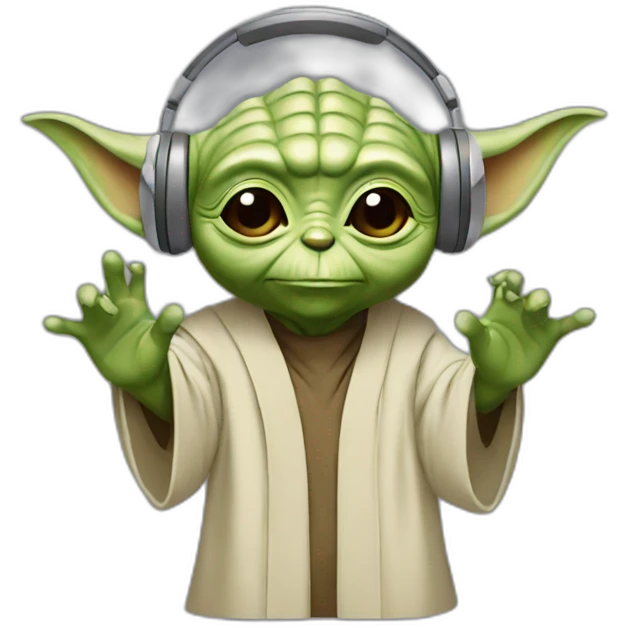 Yoda with headphone emoji