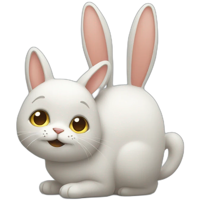 un chat embrasse un lapin emoji