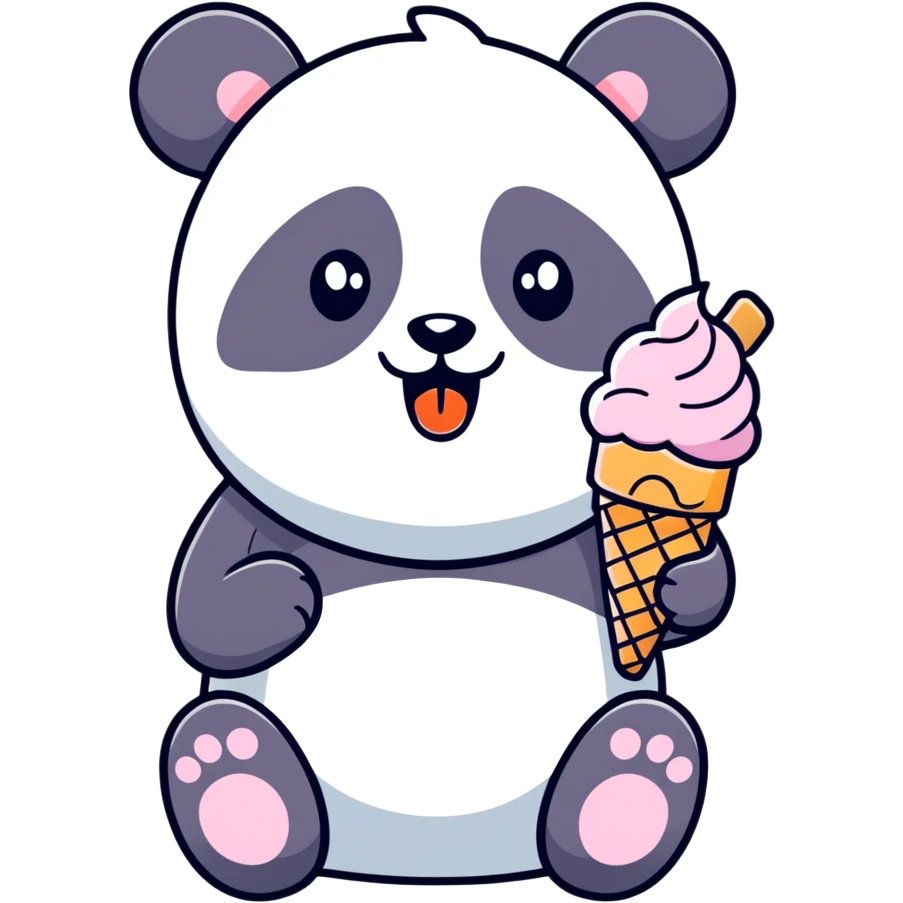 Panda eating ice cream emoji