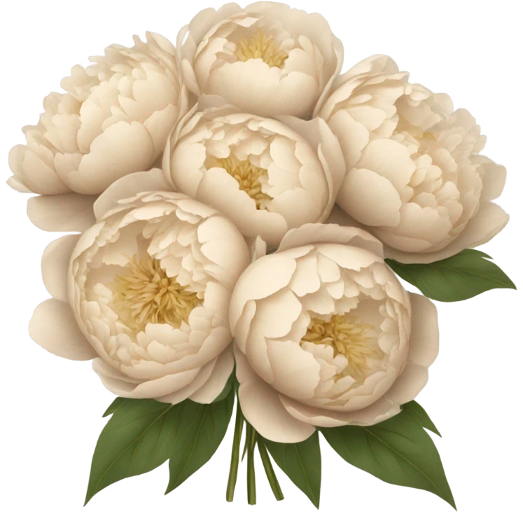 Big bouquet of beige peonies with a bow emoji