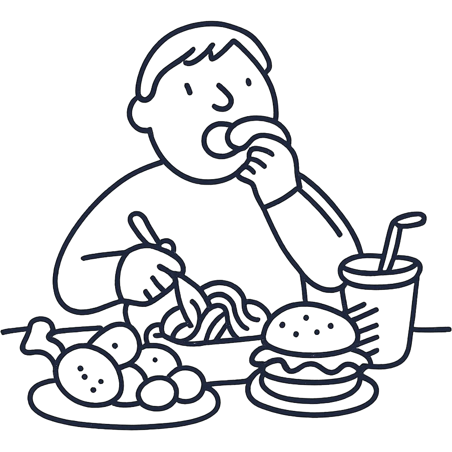 person eating a large amount of food emoji